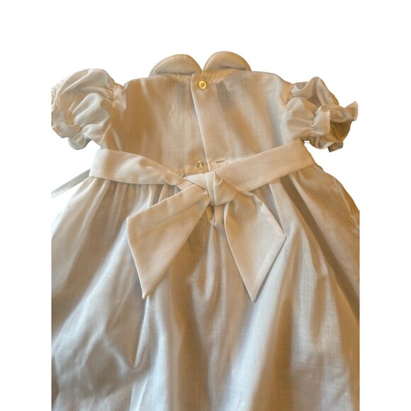 Vintage Polly Flinders Smoked Infant Baptism Dress White Lace Detail 3 To 9 Mos - Picture 6 of 6